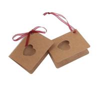 SUPVOX 150 Pezzi Etichette Sospese Forma Cuore in Carta Kraft con Corda Rossa per Decorazioni Compleanno e Matrimonio, Cartellini per Regali e Biglietti Fai da Te