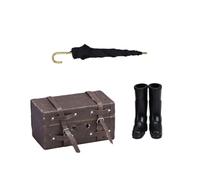 SUPVOX 1set Mini Casa Delle Bambole Con Accessori Da Viaggio Ombrello Stivaletti Impermeabili e Valigia Pelle Per Atmosfera Realistica e Accogliente