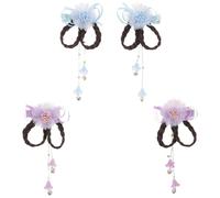 SUPVOX 2 paia di fermagli per capelli per bambine: fermagli laterali a forma di fiore - a forma di fiore con parrucche intrecciate e nappe per costumi cinesi festivi