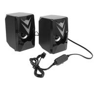 SUPVOX 2 Pezzi Altoparlante Stereo RGB da Tavolo 3,5mm in Plastica Nero | Cavo USB e Porta Ausiliaria, Illuminazione Colorata, Audio Passaggio Cuffie, per Desktop e TV