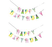 SUPVOX 2 Pezzi Banner Compleanno Hawaii con Stampa Decorazione per Tema Striscione Happy Birthday con Fantasie Varie Accessorio per Compleanno