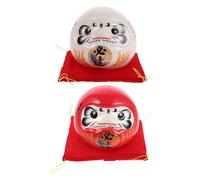 SUPVOX 2 pezzi di uova Dharma, decorazione giapponese: salvadanaio Daruma in ceramica, mini statuette portafortuna, ornamenti in porcellana per la ricchezza, decorazione creativa per salvadanaio