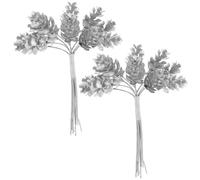 SUPVOX 2 Pezzi Pigne Decorative Natale Rametti di Pino Argento Plastico | Decorazioni per Albero di Natale, Natale Decorazioni Casa, Pigne da Decorare, Leggere e Resistenti