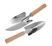 SUPVOX 2 pezzi Set di Attrezzi per Fioritura Domestica 2pcs Badile in Acciaio Resistente con Manico in Legno Strumento Compatto e Leggero per Trapianto Diserbo e del Terreno in Orto e