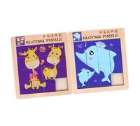 SUPVOX 2 Puzzle Educativo in Legno Didattico Animali Cartoon Sicuro e Facile da Usare per Interazione Genitore per Compleanni e Speciali