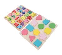 SUPVOX 2 set Puzzle Educativi in Legno per Geometriche e Numeri Colorati Gioco Montessori per Sviluppo Motricità Fine e Riconoscimento e Cifre