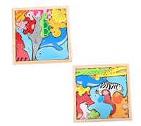 SUPVOX 2 Set Puzzle Legno Educativo per Animali Stereoscopici per Sviluppo Intelligenza Giocattoli Legno Sicuri e Compatti per Natura