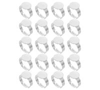SUPVOX 24 Pezzi Base, Argento in Acciaio Inossidabile Regolabile Anello, | Fondo Rotondo Piatto per Creazioni Personalizzate, Adatto a Gioielleria e Collezioni Private