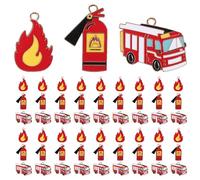 SUPVOX 25 Pezzi Portachiavi Vigili del Fuoco in Lega Leggera e Resistente Design Unico a Mini Camion dei Pompieri e Fiamma, per Decorazioni e Feste di Compleanno