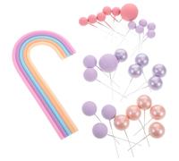 SUPVOX 28 Pezzi Set Decorazione Torte Palloncini Arcobaleno, Topper per Cupcake, Plastica, Schiuma e Argilla, per Shower e Feste a Tema, per Ragazze