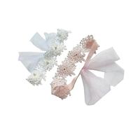 SUPVOX 2pezzi Fasce Per Ragazzo Ragazza Ragazza Pizzo e Fiocchi Eleganti Copricapi Per Feste e Compleanni Confezione Bianche e Rosa