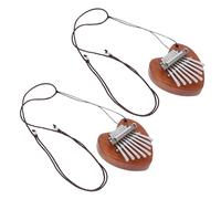 SUPVOX 2pezzi Kalimba Portatile in Miniatura Toni con Design Forma di Cuore Strumento Musicale in Legno con Ciondolo per Principianti e Viaggi