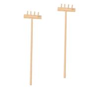 SUPVOX 2pezzi Mini Rastrelli Zen Da Tavolo in Bamboo Rastrello a 4 Denti Per Giardino Zen Desktop Accessori Meditazione e Decorazione Scrivania Regalo Stress Relief Per Ragazzi e Ragazze
