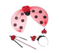 SUPVOX 3 Pezzi Costume Coccinella per Appendici Pieghevoli Rosse, Leggero, Abs e Filo, Accessori Cerchietto e Bacchetta, per Halloween e Spettacoli al Chiuso