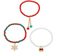 SUPVOX 3pezzi Braccialetti di Perline Natalizie in Lega Decorazioni da Polso Delicate per Donne Braccialetti di Perline per Ragazze Design Tema Natalizio Unico