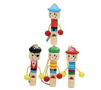 SUPVOX 4 Fischietti Pirata in Legno Musicale Strumenti Sonori per Apprendimento Musicale e Regalo Compleanno Design Cartone Animato Nave Pirati