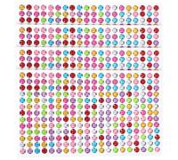 SUPVOX 4 Fogli di Adesivi Rotondi Strass Colorati 6mm, Gemme Olografiche per Scrapbooking e Decorazione Viso, Adesivi per Unghie e Album Fotografici, creatività