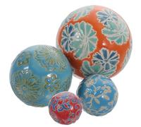 SUPVOX 4 Palline Decorative Galleggianti in Ceramica per Acquari, Ornamento per Casa e Piante D’Appartamento, Sfere Artigianali Colorate per Vasca Uccelli e Tavolo da tè, Stile Casuale