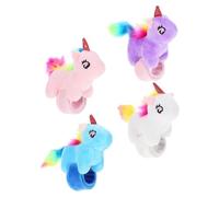 SUPVOX 4 Pezzi Braccialetti Slap in Peluche Unicorno, Fascia da Polso Morbida in Cotone Pp, Accessori per Feste di Compleanno e Natale, Braccialetti Animaletti Cartoon Leggeri