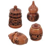 SUPVOX 4 Pezzi Ciondolo Diffusore in Legno Intagliato per Oli Essenziali | Design Cavo Tradizionale Cinese, Uso in Ufficio e Auto, Leggero e Portatile