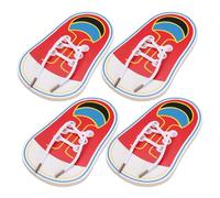 SUPVOX 4 pezzi di lavagna per esercitarsi ad allacciare i lacci delle scarpe per bambini - Gioco Montessori per allacciare le scarpe per insegnare ai bambini come le - Giocattoli in legno per