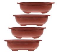 SUPVOX 4 Pezzi Vaso Bonsai Ovale in Plastica Spessa Set Di Grasse E Verde Design Elegante E Moderno Dimensioni 31.5X21Cm Colore Marrone