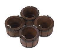 SUPVOX 4 secchielli in legno in miniatura - Accessori da cucina per case delle bambole per giochi di ruolo e decorazioni per la casa - Botti rustiche in scala 1:12 per scenari di fattoria e ranch -