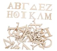 SUPVOX 48 Pezzi Di Legno Per Imparare Le Lettere Tessere Greche Riconoscibili Per I Più Piccoli Timbri Per L'Alfabeto Numeri Decorazioni Per Feste Greche Piastrelle Con Lettere