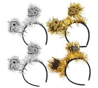 SUPVOX 4pezzi Fasce per Capelli di Capodanno Glitter in Oro e Argento Accessori per Feste e Photo Booth Natalizi Copricapo Festivo per Capodanno