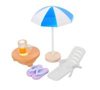 SUPVOX 5 Miniature Beach Scene Decoration Tiny Umbrella Chairs Slippers Statues For Dollhouse Micro Landscape Decor For Relaxation Diy Beach Decor