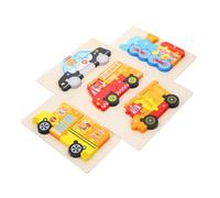 SUPVOX 5 set Puzzle Legno per Veicoli Colorati Educativo per Sviluppo Manuale e Riconoscimento e Colori Sicuro e Durevole