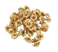 SUPVOX 50 Pezzi Fiore Rosa Artificiale Dorato in Seta Testa Di Fiore Per Abbellimento Cappelli Vestiti Album E Decorazioni Matrimonio Compleanno Festa