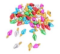 SUPVOX 50 Pezzi Mini Ciondoli a Forma di Lampadina Colorata in Plastica 12X28 CM per Decorazioni Natalizie Perline Festive per Ghirlande e Albero di Natale Accessori per Creazione
