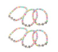 SUPVOX 6 Braccialetti da Calcio in Argilla Polimerica Braccialetti Intrecciati a Mano per Ragazze Accessori per Sostenitori di Partite e Squadre di Cheerleader Regalo Sportivo per