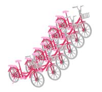 SUPVOX 6 Mini Bicicletta Rosa con Parti Mobili Modellino Leggero e Portatile per Accessori Compatibile con Varie e Decorazione