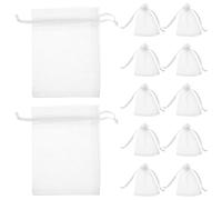 SUPVOX 60 Pezzi Sacchetti Mesh con Coulisse Bianco, Riutilizzabili e Traspiranti, per Bomboniere e Feste di Compleanno, Design Raffinato con Fondo Senza Cuciture