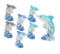 SUPVOX 7 Pezzi Miniature Resin Dolphin Figurines Cute Tiny Ocean Animal Statues For Moss Terrariums Dollhouse Decor And Cake Toppers Resin Craft Collection