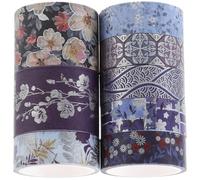 SUPVOX 8 Pezzi di Nastro Washi Tape Decorativo in Carta Nastri Adesivi per Scrapbooking Fai da Te Design Floreale in Sfumatura Blu Scuro per Diario e Artigianato Creativo