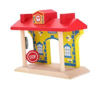 SUPVOX Accessori per Binari in Legno con Stazione Ferroviaria e Barriera Stradale Set Educativo per Età Prescolare Gioco Creativo di Costruzione e Apprendimento delle Regole Stradali
