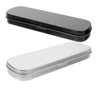 SUPVOX Astuccio in Metallo Rigido per Penne e Matite Set da 2 Pezzi Portapenne Sottile Coperchio Organizer per Cancelleria per Adolescenti per Ufficio e Scuola