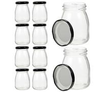 SUPVOX Barattoli in Vetro 200ml con Coperchio Metallico Set da 10 Pezzi, Contenitori Sigillanti per Conservazione Cereali, Dessert e Budino per Uso Domestico in Cucina