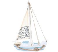 SUPVOX Barca a Vela Decorativa in Legno di Pino con LED, Ornamento Artigianale per Arredamento Casa, Ufficio e Camera da Letto, Decorazione Marina Mediterranea da Tavolo, Piccolo