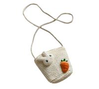 SUPVOX Borsa a Tracolla in Paglia Intrecciata per Bambina, Borsa Monospalla Leggera a Secchiello Motivo Coniglietto, Portaoggetti per Esterni e Foto, Regalo per Nipotina da Spiaggia