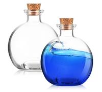 SUPVOX Bottiglie Sferiche Di Rotonde 2 Pezzi Vasetti Trasparenti Da 250 Ml Grandi Bottiglie Decorative Vasi Con Tappo In Sughero Sfera Di Vaso Per La Sabbia Oggetti Di Scena