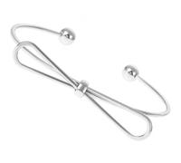 SUPVOX Bracciale Aperto da Donna Regolabile Grande Fiocco Metallico Geometrico Braccialetto Bangle Minimalista Argento per Feste Matrimoni e Abbigliamento Quotidiano