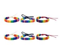 SUPVOX Braccialetti Arcobaleno Intrecciati in Cotone Regolabili, Set 6 Pezzi Fai da Te Pride Unisex, Accessori Moda per Amicizia e Orgoglio Lgbtq, Decorazione Elegante per Feste e Uso