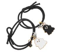SUPVOX Braccialetti Magnetici per Coppia 2 Pezzi Braccialetti da Polso Intrecciati in Corda Nera Ciondoli a Cuore Fantasma per Amanti Resistenza Uso Quotidiano Regalo Speciale