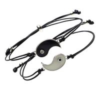 SUPVOX Braccialetti Yin Yang per Coppie e Amici, Set Regolabile in Corda Nera che Si Illumina al Buio, Braccialetti Coordinati Taiji per Regalo Anniversario e Compleanno