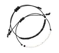 SUPVOX Braccialetto Abbinato in Spago Intrecciato Nero e Bianco Nodo Regolabile, Braccialetto di Coppia in Filo di Cera, Catena Dell'amicizia per Regalo San e Occasioni Speciali