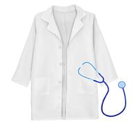 SUPVOX Camice da Dottore per Cotone con Stetoscopio Giocattolo Costume Bianco da con Tasche Grandi per Giochi Ruolo Feste e Cosplay